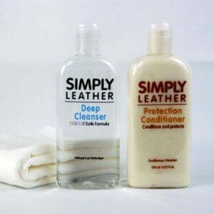 Simply leather cleaner cleanser and protection conditioner set for designer handbag