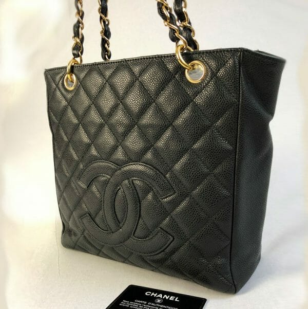 Chanel PST in Black Caviar Leather with Gold Hardware - Handbagholic