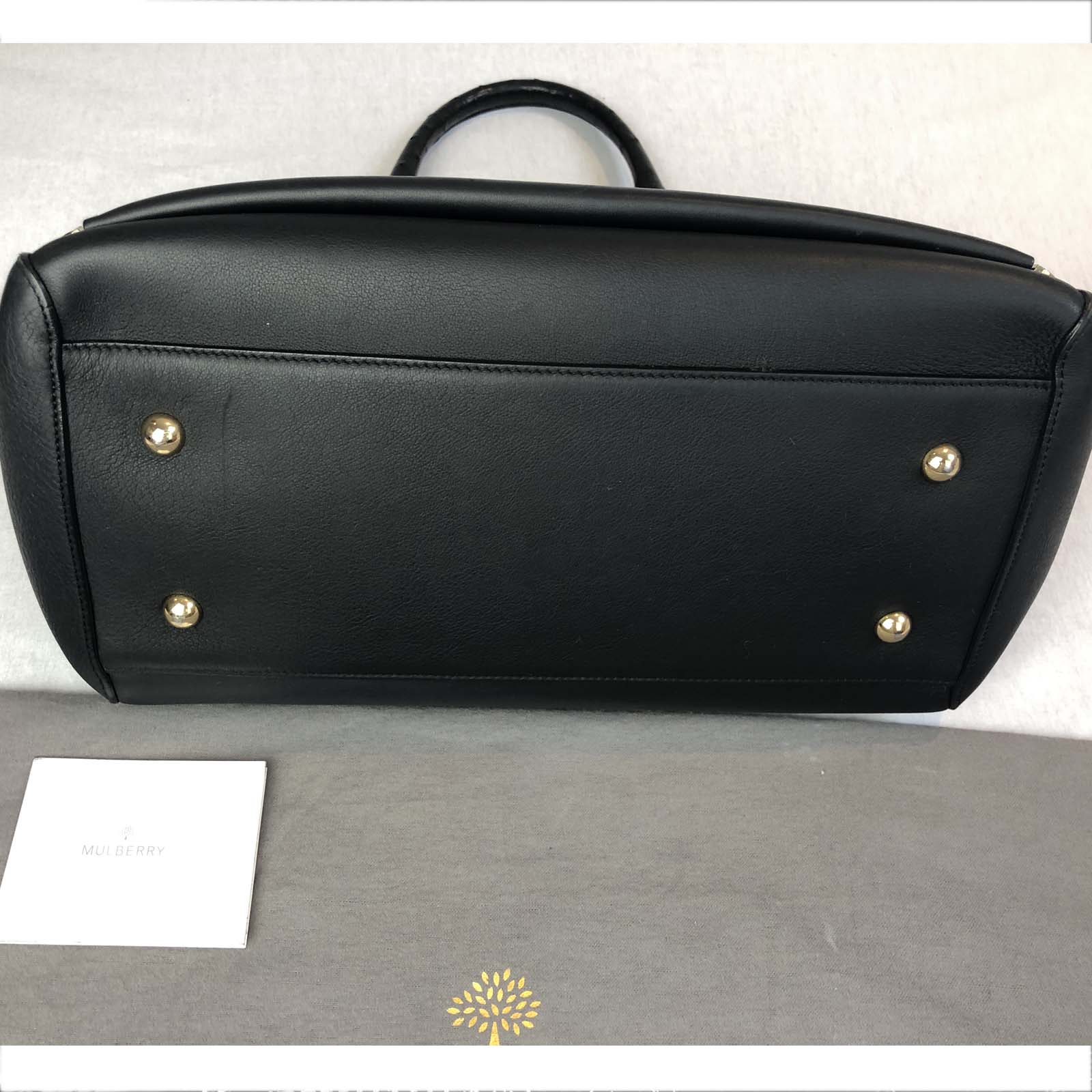 Large Mulberry Willow Black Calf Leather / Ostrich Bag – Handbagholic