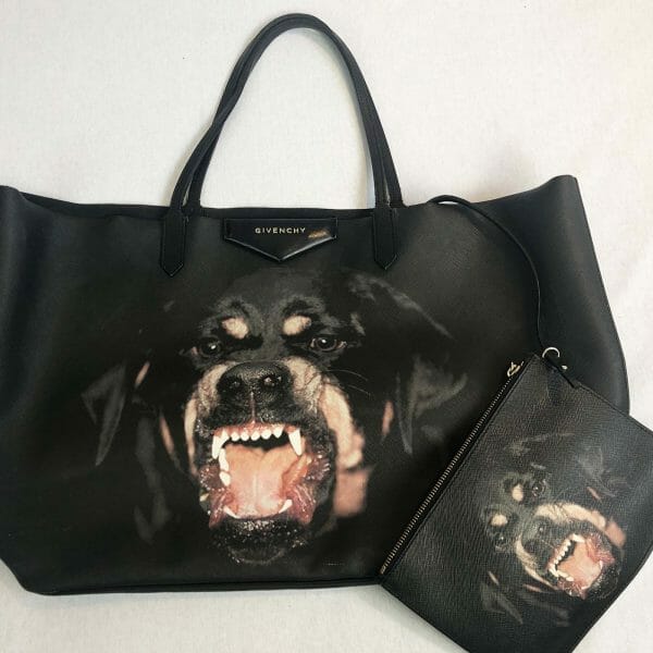 Givenchy Antigona rottweiler Dog Tote Bag with clutch
