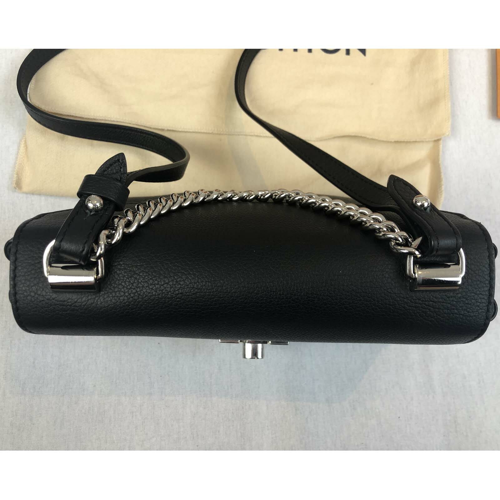 Louis Vuitton Lock Me BB Bag - Black Leather with Silver Hardware - Handbagholic