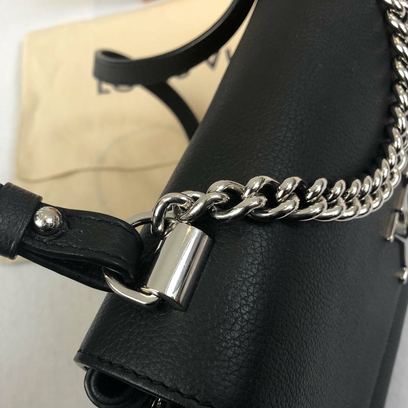 Louis Vuitton Lock Me BB Bag - Black Leather with Silver Hardware - Handbagholic