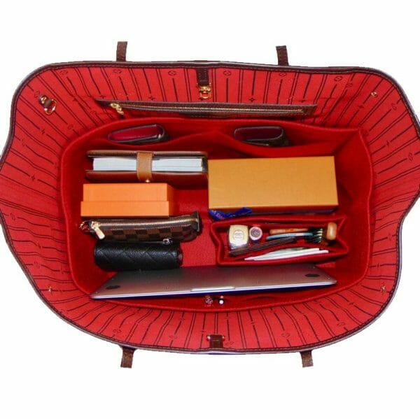 Louis Vuitton red Neverfull GM Handbag Liner for Designer Handbag Handbagholic