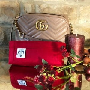 Gucci Small Marmont handbag red Liner for Designer Handbags Handbagholic