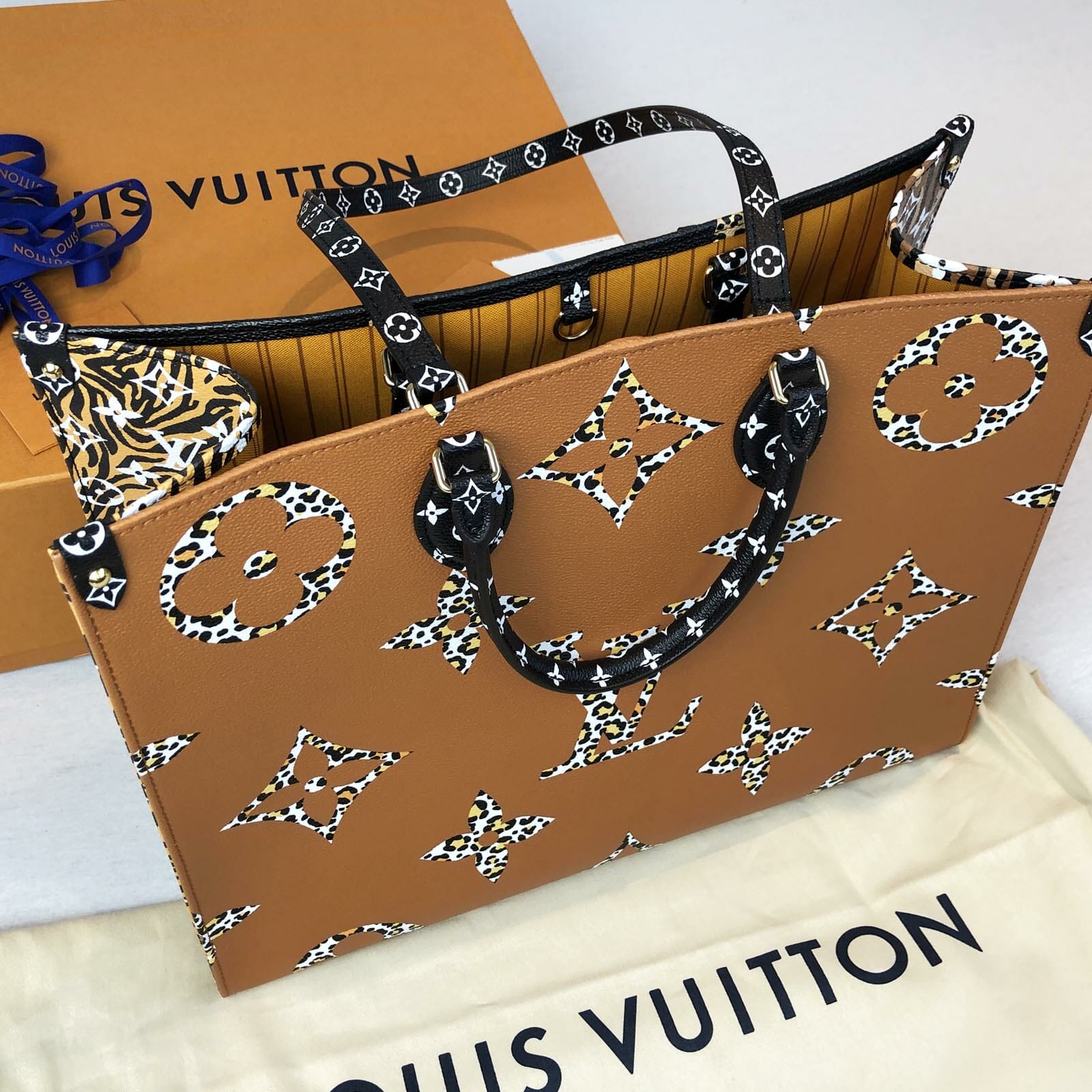 Louis Vuitton Jungle Print On The Go OnTheGo Bag Black and Orange ...