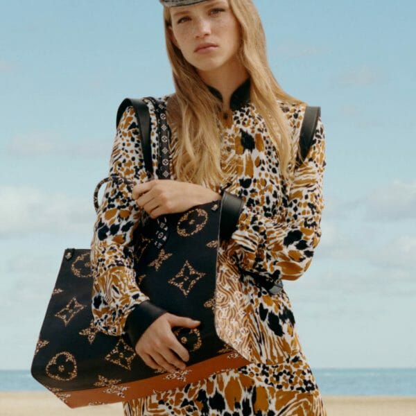 Louis Vuitton Jungle On The Go Black Tote Bag Authentic Orange campaign 2