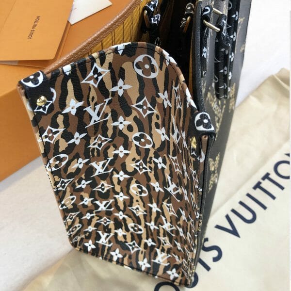 Louis Vuitton Jungle On The Go Black Tote Bag Authentic Orange side 1