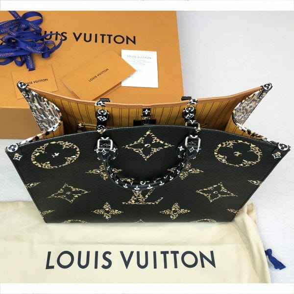 Louis Vuitton Jungle On The Go Black Tote Bag Authentic Orange top