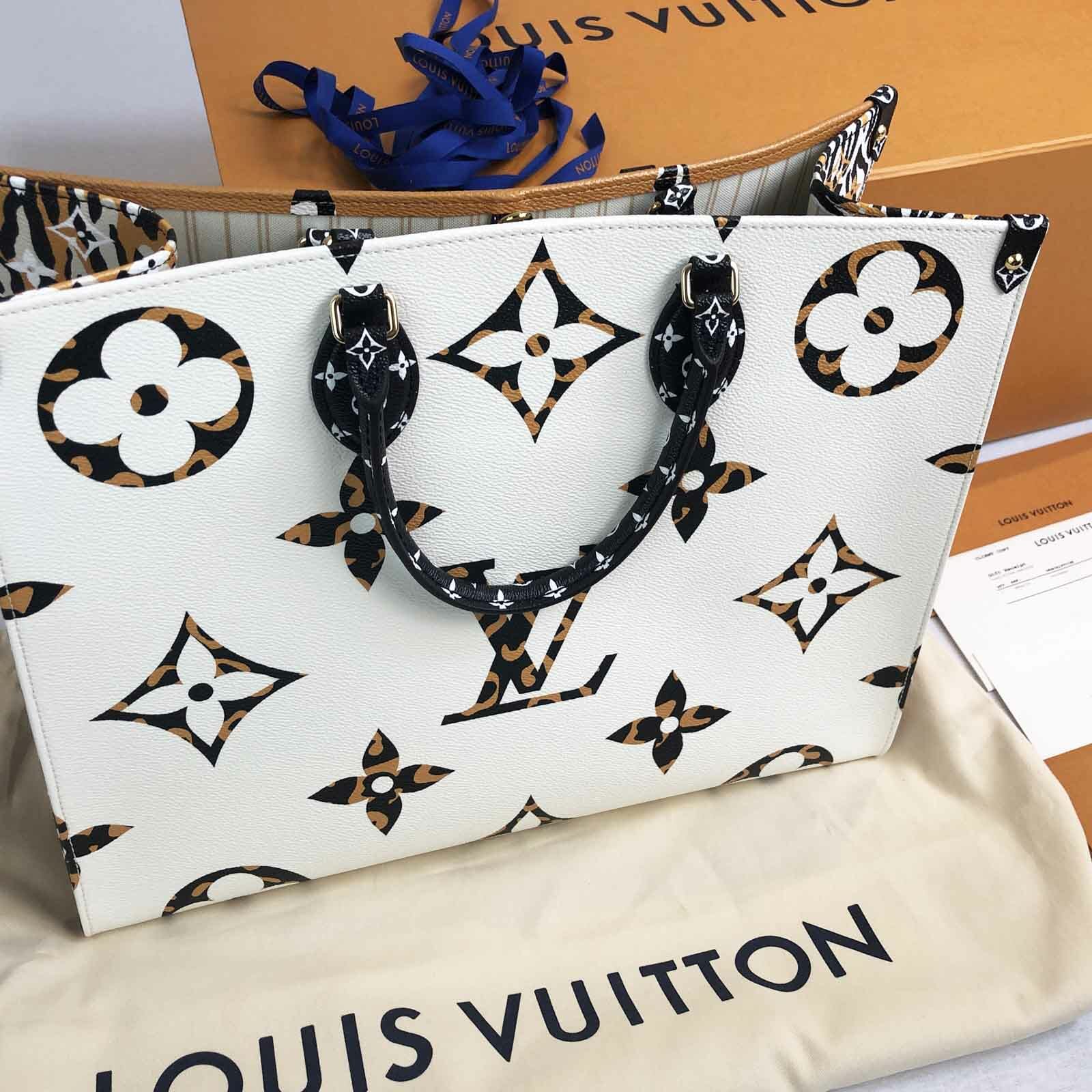 Louis Vuitton Jungle Print On The Go OnTheGo Bag White and Orange ...