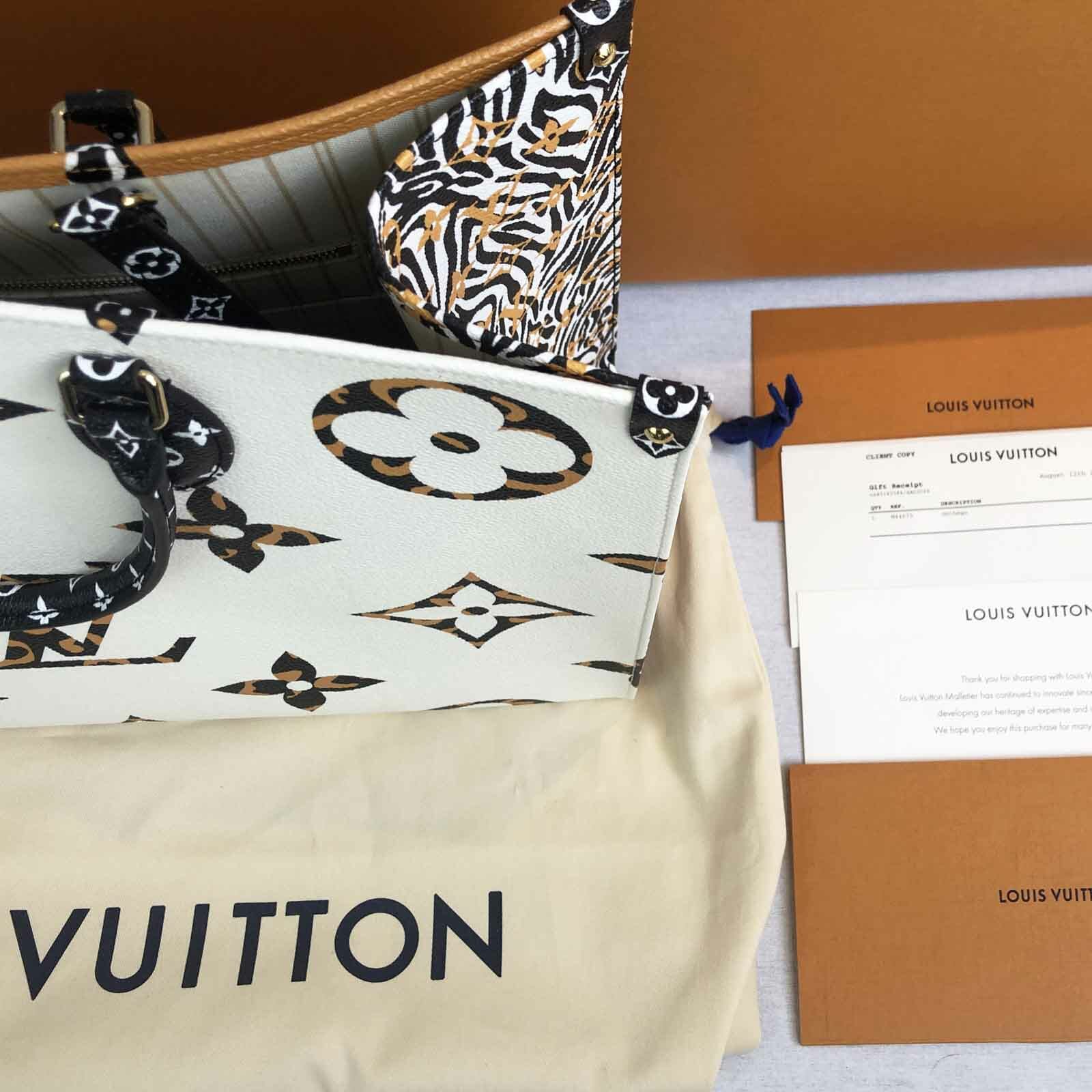Louis Vuitton Jungle Print On The Go OnTheGo Bag White and Orange - Handbagholic