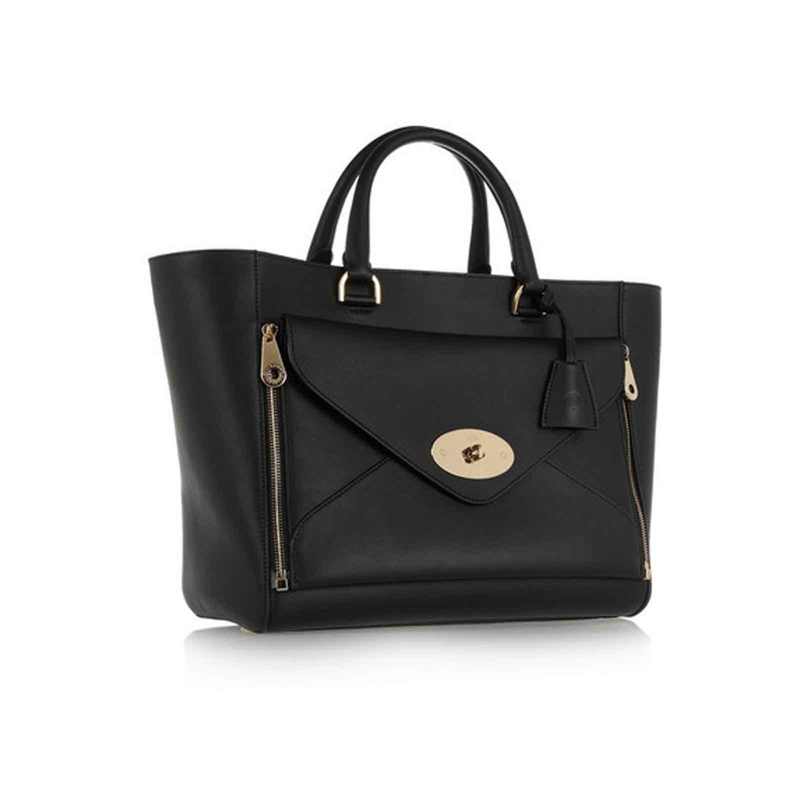 Large Mulberry Willow Black Calf Leather with Gold Hardware Handbagholic