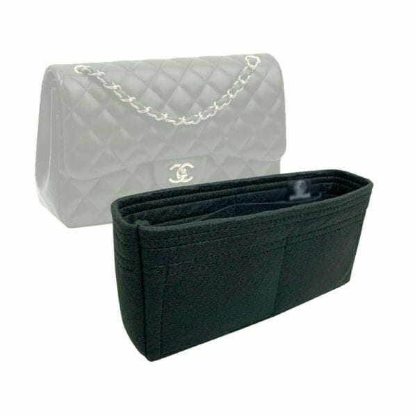 Chanel Medium Classic Flap handbag liner protector organiser insert handbagholic zoomoni black