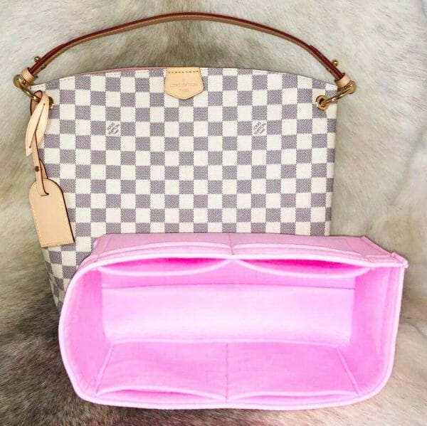 Louis Vuitton Graceful PM handbag liner protector organiser insert handbagholic pink