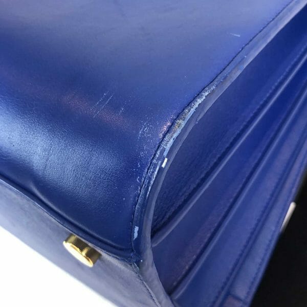 Saint Laurent YSL Sac De Jour Cobalt Bright Blue Small Leather Bag handbagholic authentic designer bag bottom right corner