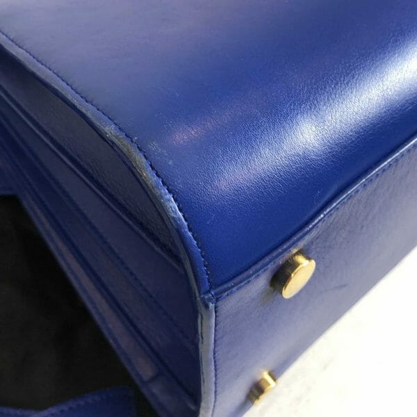 Saint Laurent YSL Sac De Jour Cobalt Bright Blue Small Leather Bag handbagholic authentic designer bag left corner