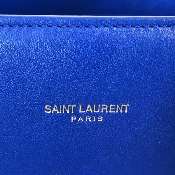 Saint Laurent YSL Sac De Jour Cobalt Bright Blue Small Leather Bag handbagholic authentic designer bag logo front of bag