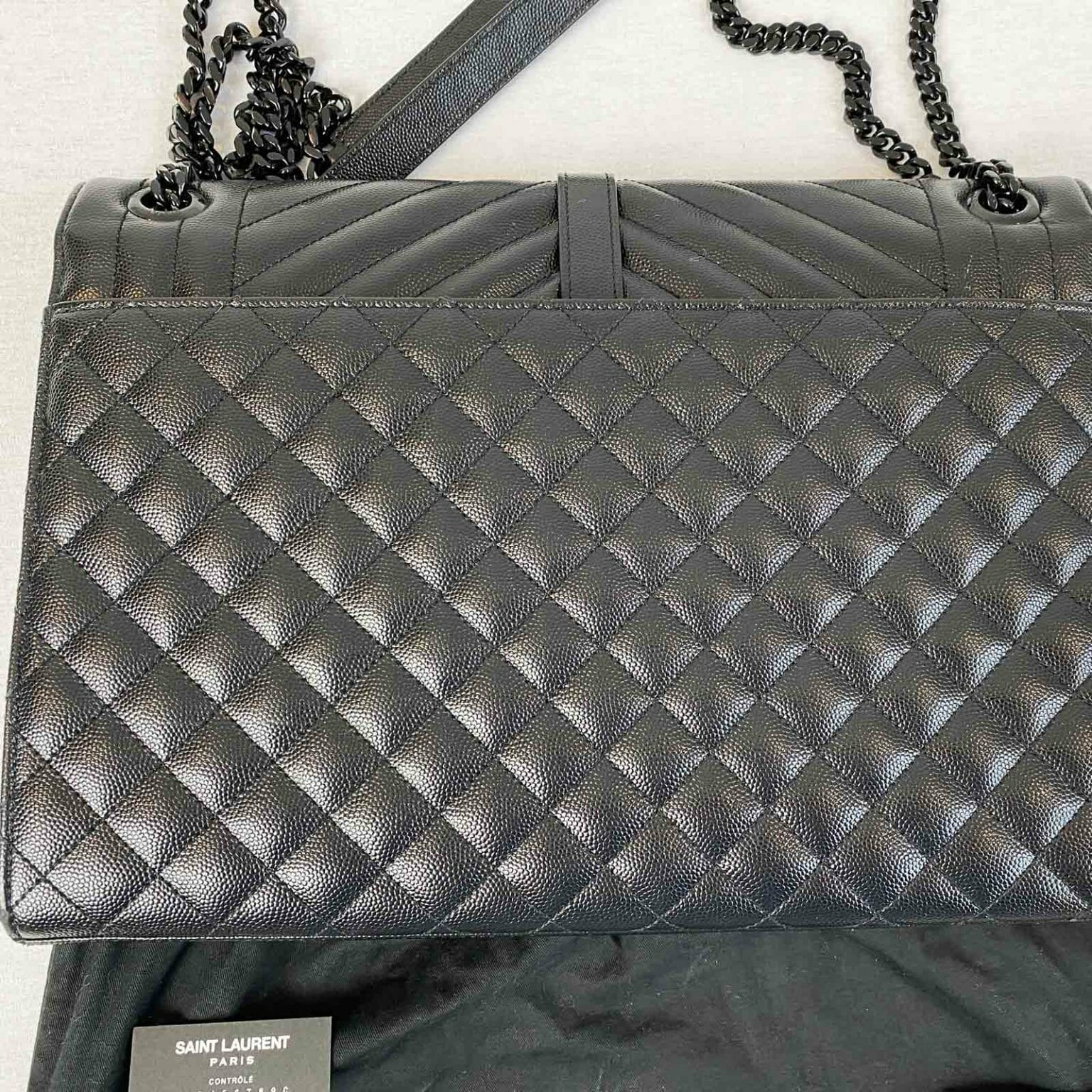YSL Saint Laurent Large Envelope Bag with Black Hardware Handbagholic
