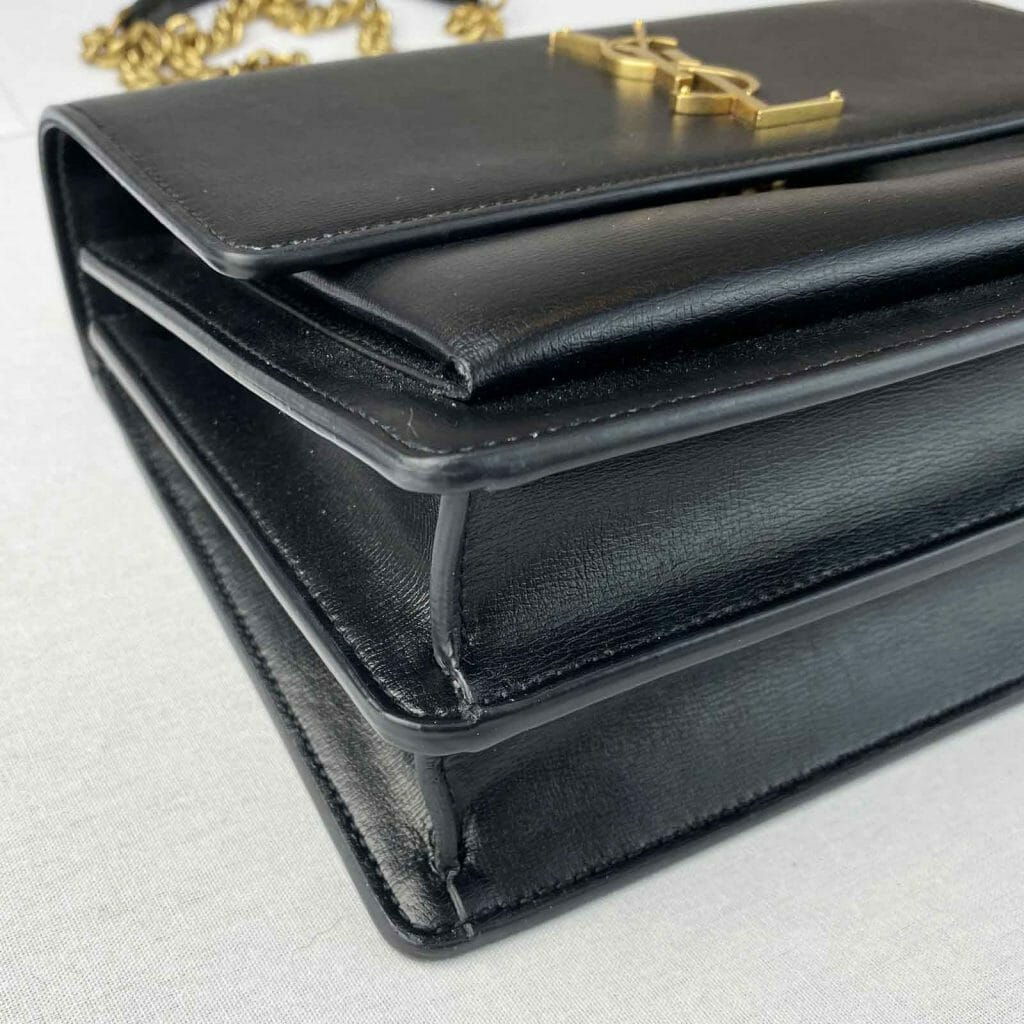 YSL Saint Laurent Sunset Medium Bag Black and Gold Handbagholic