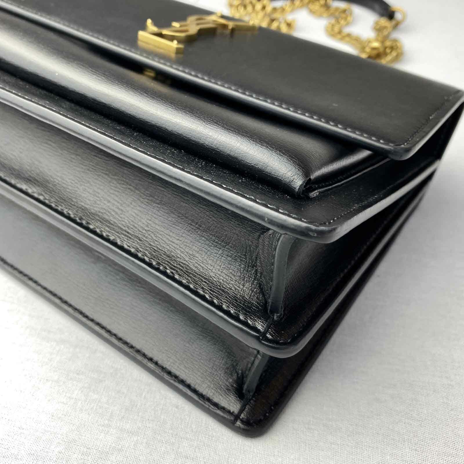 YSL Saint Laurent Sunset Medium Bag Black and Gold Handbagholic
