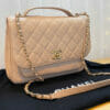 Chanel Large Pink Business Affinity Bag with Gold Hardware logo FRONT NEW