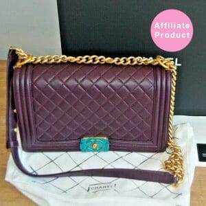 Chanel New Medium Plum Dark Purple boy bag with gold hardware