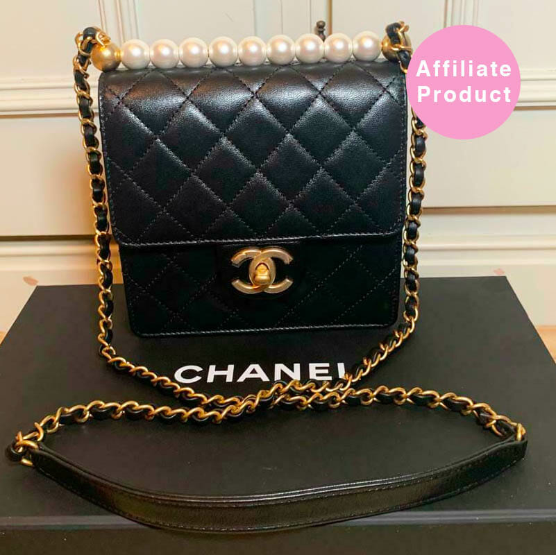 Preloved Chanel Black n Gold Chic Pearl Flap Bag Mini