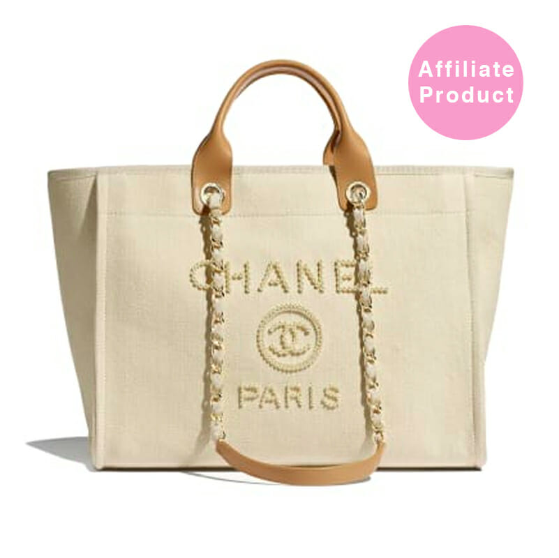 CHANEL Deauville Large Canvas Tote Bag Beige | eduaspirant.com