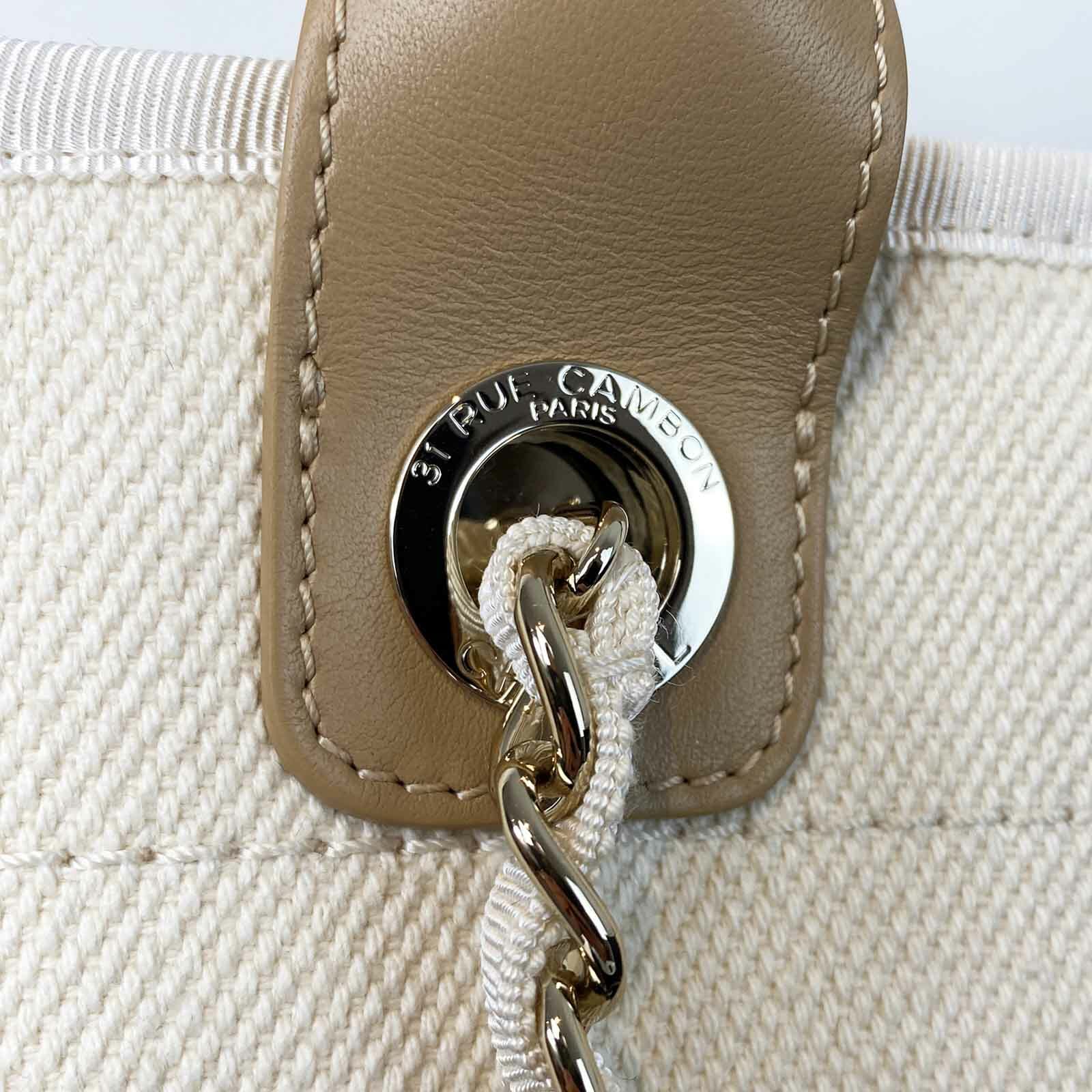 Pearl Chanel Deauville Tote Bag - Ecru Beige Medium BRAND NEW - Handbagholic