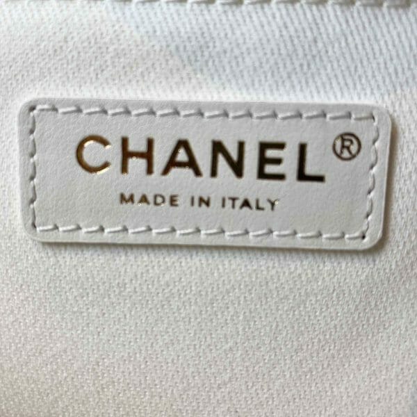 Chanel Pearl Deauville Tote Bag Ecru Beige logo inside