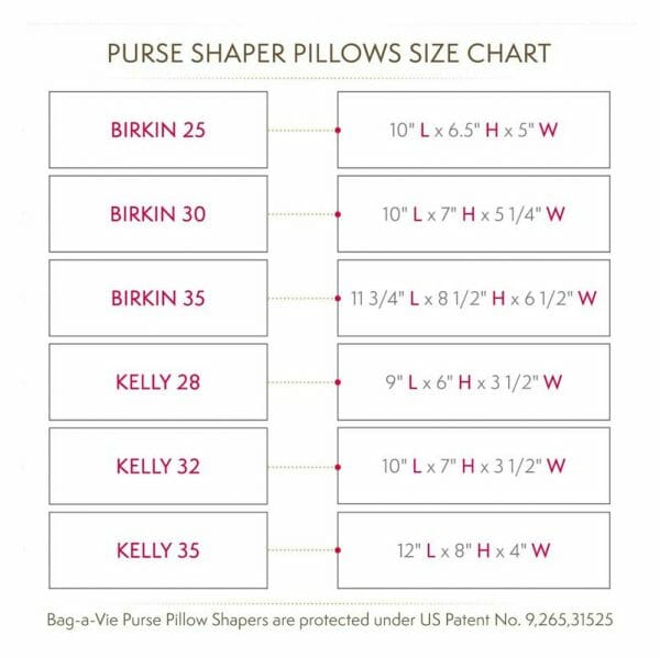 Hermes birkin bag-la-vie purse pillow bag shaper cushion size chart