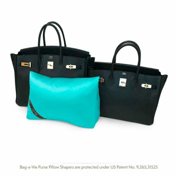 Hermes birkin bag-la-vie purse pillow bag shaper cushion size chart Riviera blue