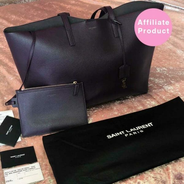 Saint Laurent YSL Black Large Tote Bag with Pouch