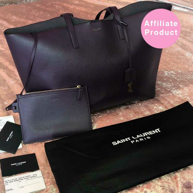 Saint Laurent YSL Purple / Burgundy Large Tote Bag - Handbagholic