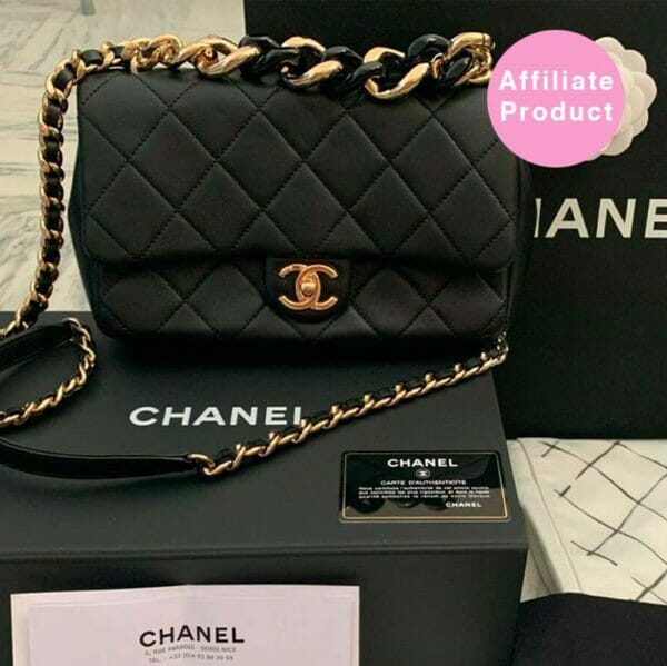 Chanel black medium classic flap with chunky chain gold