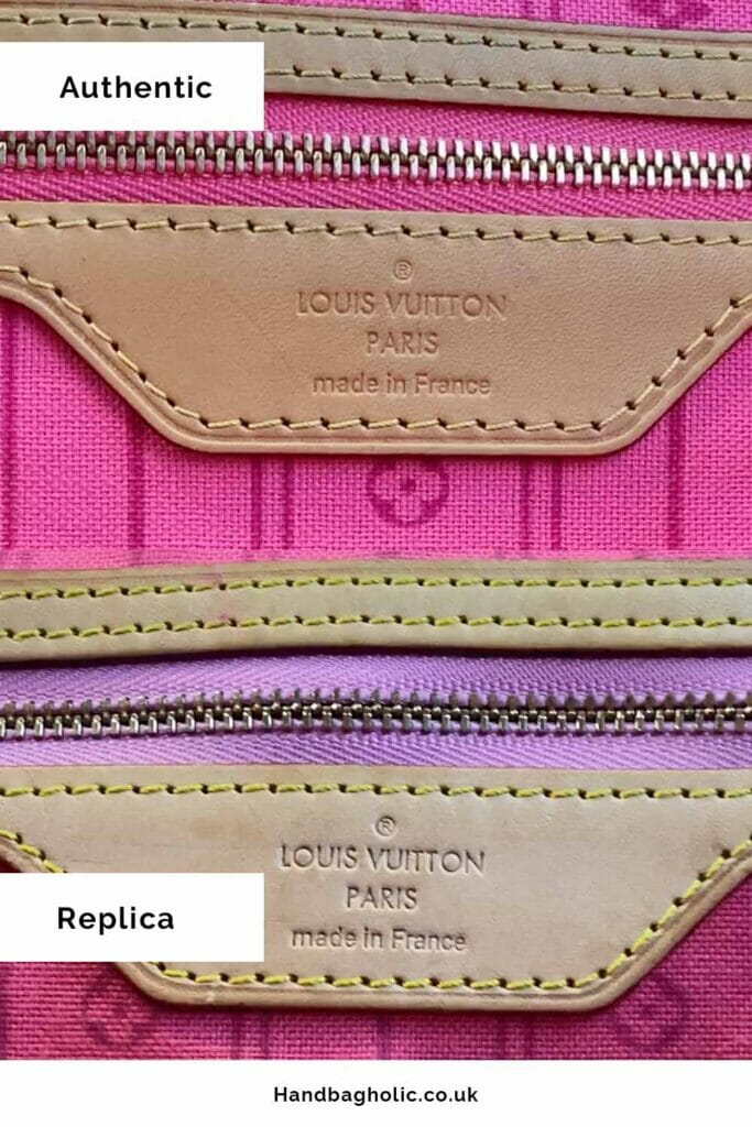 louis vuitton paris made in leather tab real vs fake in louis vuitton neverfull mm