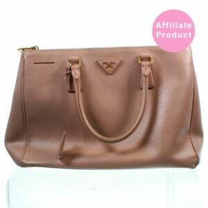 Pink Prada double zip saffiano bag beige pink leather