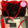 Red Shearling Fur Monotone Black Prada Flap Bag