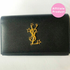 saint laurent black ysl star logo clutch cross body woc