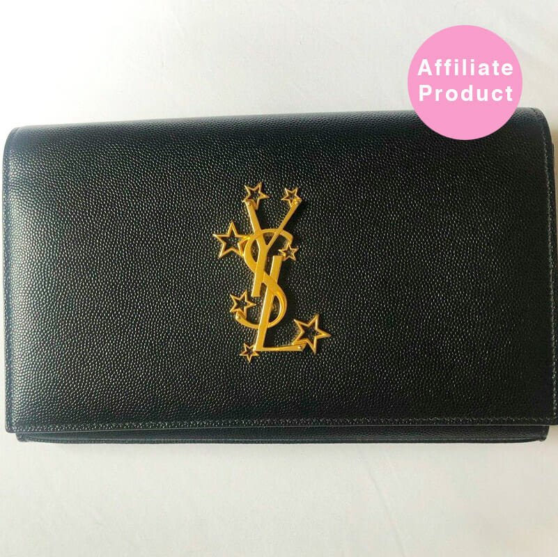 Saint Laurent YSL Star Logo Black Wallet on Chain Clutch Bag