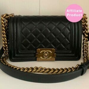 Chanel le boy bag black quilted lambskin gold hardware small bag