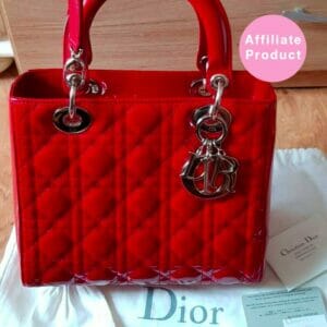 Red Lady Dior small bag patent leather silver hardware
