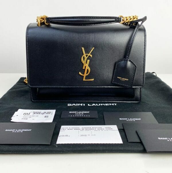 Saint Laurent Medium Black and Gold Sunset Bag Handbagholic