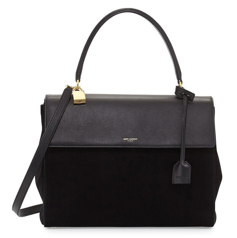 Saint Laurent Moujik Avec Black Leather and Suede Large Bag – Handbagholic