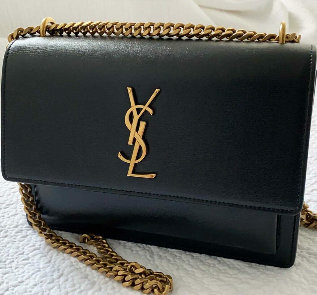 Saint Laurent Sunset Chain Wallet Mini Bag in Grey - Authentic YSL Bag 