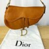 Dior Saddle Bag Tan Camel Gold Hardware on person model front
