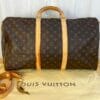 Louis Vuitton monogram keepall 50 vachetta leather back mark