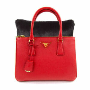 Black medium faux fur designer bag pillow purse Prada bag