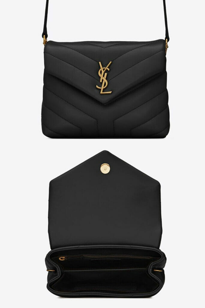 Saint laurent loulou toy bag matelasse leather black and gold