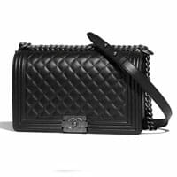 Large Chanel boy bag black leather