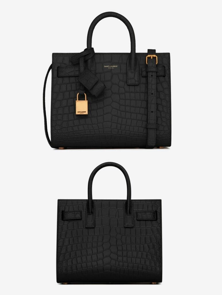 YSL Saint Laurent Sac De Jour Bag Small Mock Croc Black